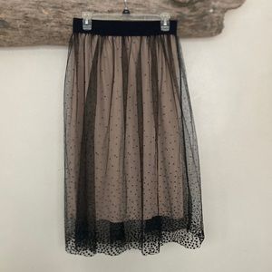 Chiffon nude and black skirt polka dot